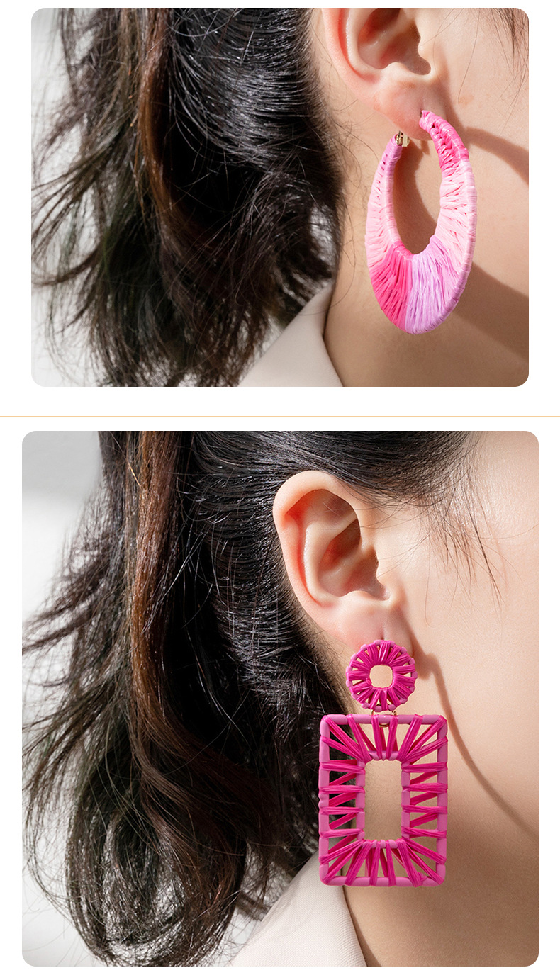 Fashion Solid Color Mixed materials Drop Earrings