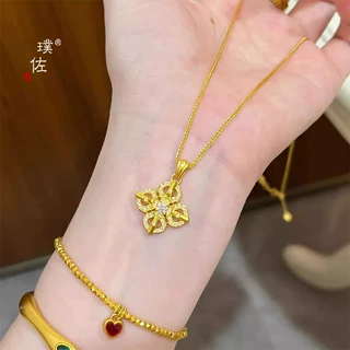 璞佐金店同款沙金diy配件满钻十字金刚杵吊坠项链轻奢百搭锁骨链