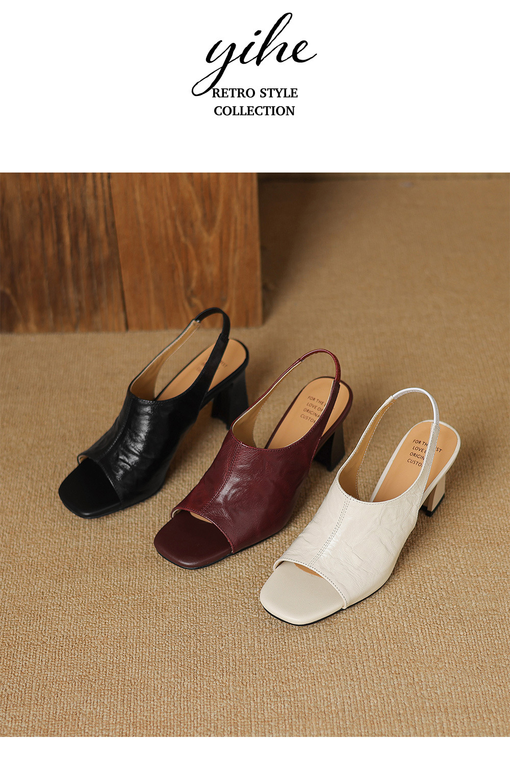 Sandal cao gót nữ hở mũi quai ngang gót vuông 7 cm mũi vuông phong cách Hàn — Đen và cao 7 cm chi tiết 18