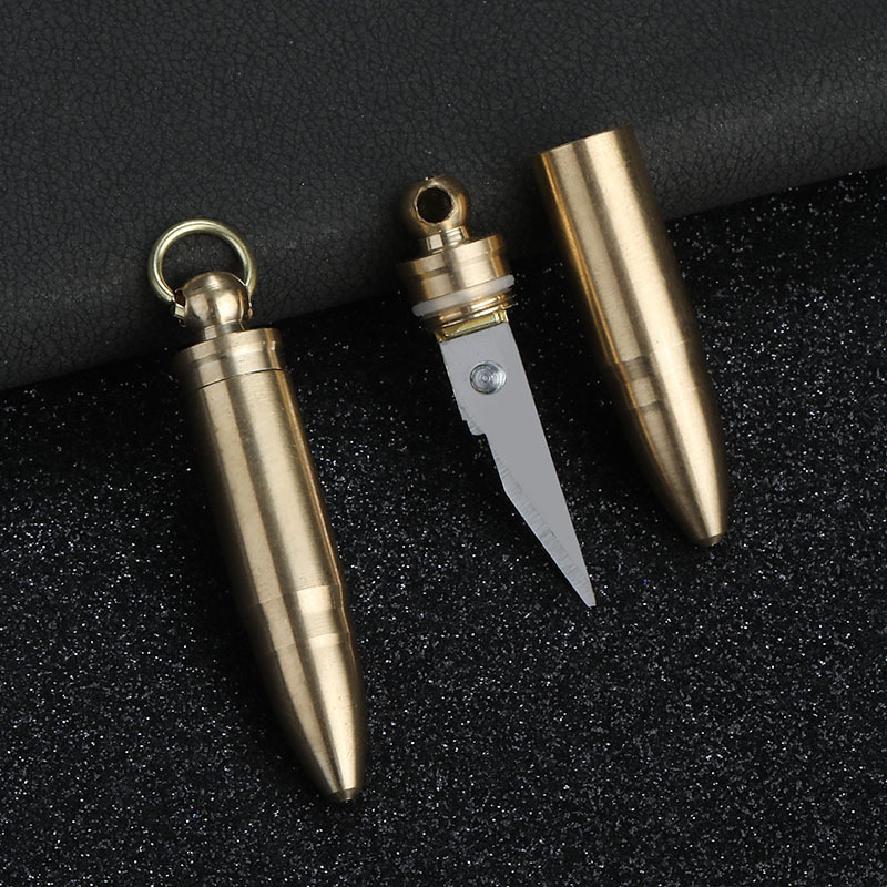 Creative portable brass bullet knife express artifact car key chain small pendant open express box Creative portable brass bullet knife express artifact car key chain small pendant open express box