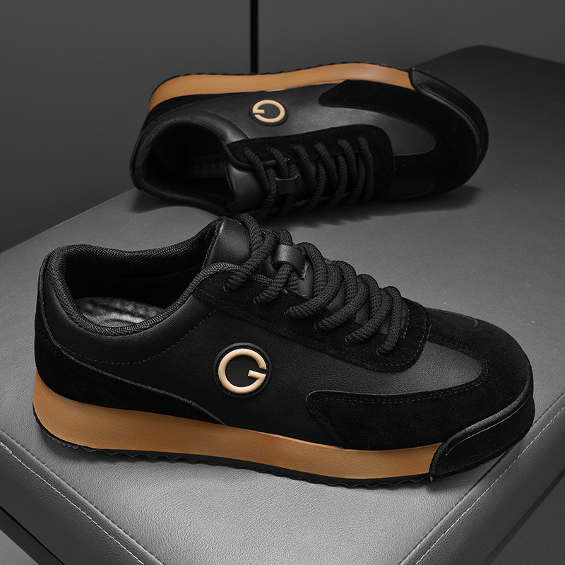 2026 New Men's Shoes, Large Size, Thick-Soled, Trendy, Sporty, Casual, Leather, Non-Slip, Forrest Gump Shoes_vogvips.com
