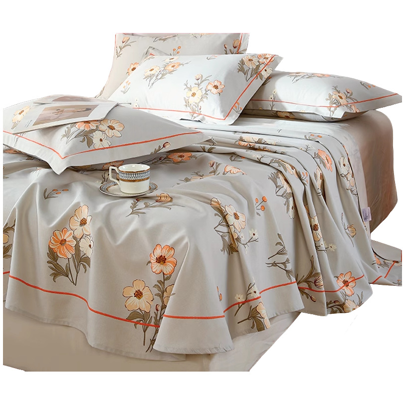 2025 nuevas sábanas de verano fresco una pieza de algodón puro 100 algodón viejo tela gruesa edredón dormitorio individual traje de tres piezas 2