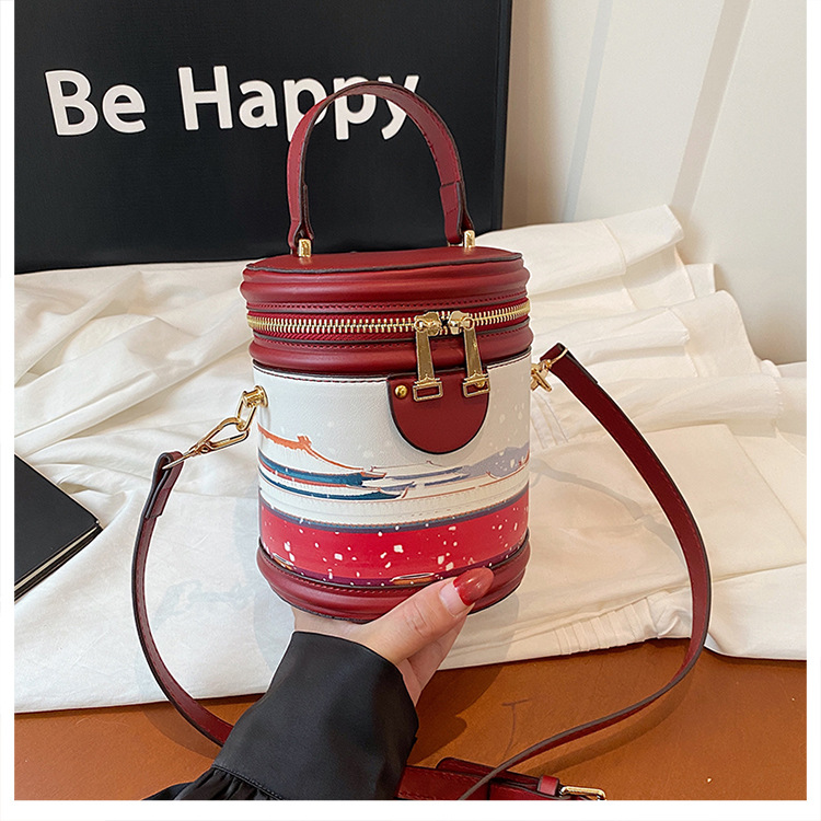 Bolsa tiracolo de balde com graffiti para mulher estilo coreano_voghion.com
