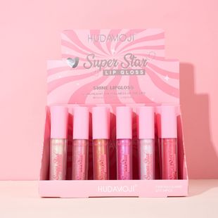 Cross-border Make-up HUDAMOJI Fine Glitter Diamond Pearlescent Sequins Lip Gloss A sip of Shiny Sequins Flash Moisturizing
