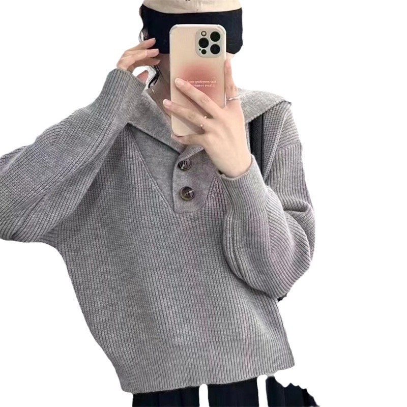2024 primavera nuevo diseño coreano sensación de camiseta de punto suelta camiseta de punto perezosa brida suéter de moda image 6