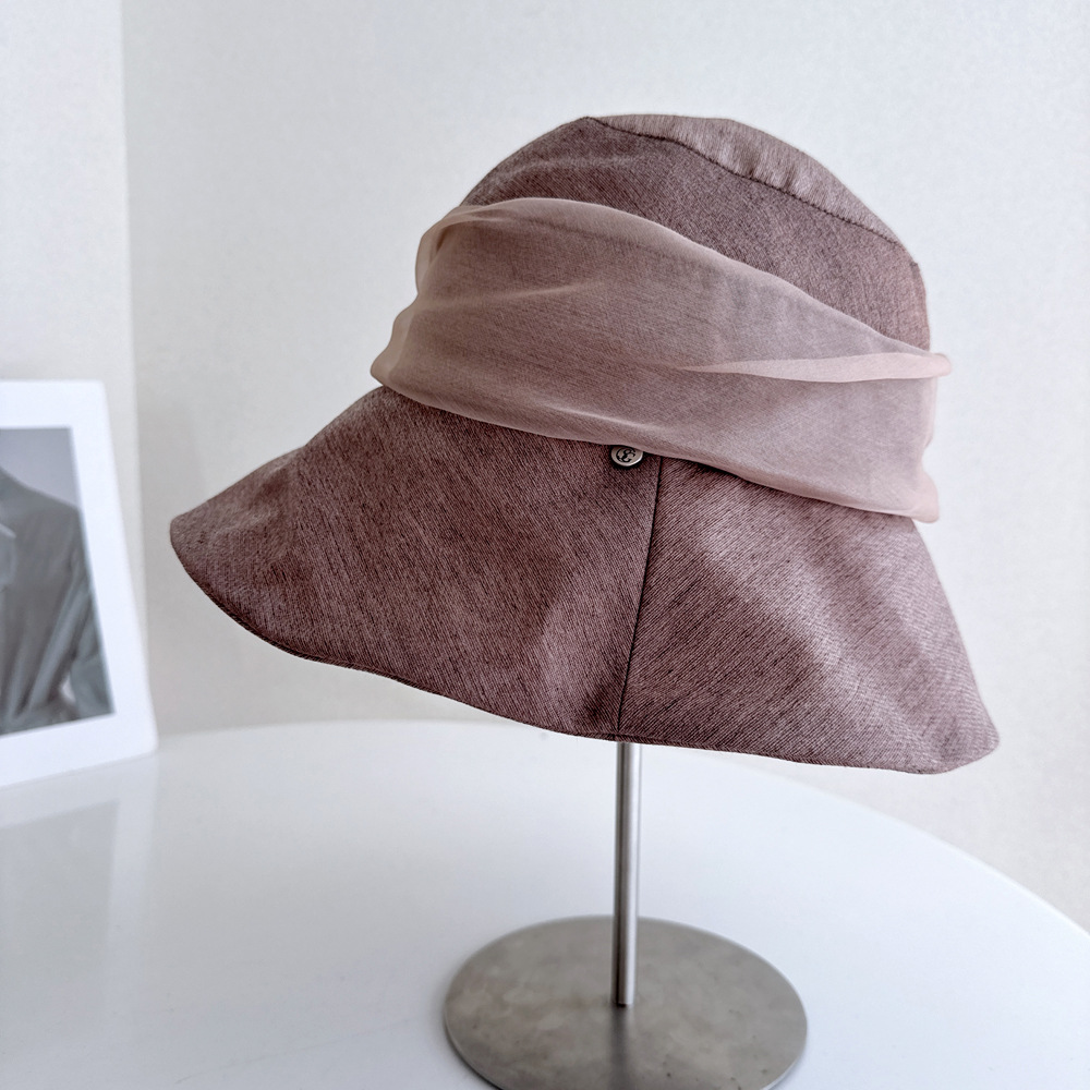Elegant Luxury Mulberry Silk Ribbon Bucket Hat For Women, Summer Sun Protection Lyocell Cooling Sun Hat - Thumbnail 4