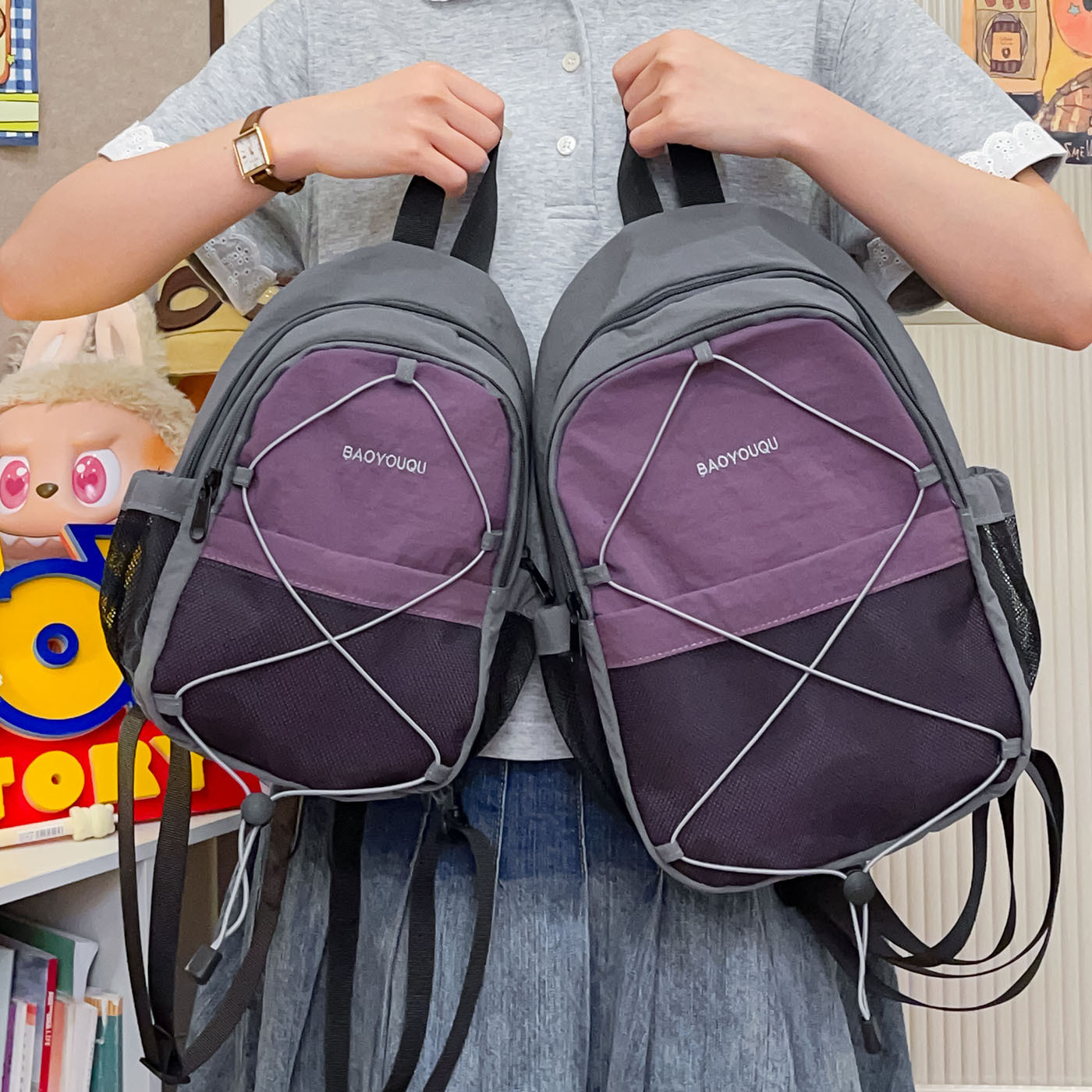 Japanese Retro Trendy Backpack New Drawstring Crossbody Chest Bag Lightweight Mountain-Style Sports Outdoor Hiking Bag