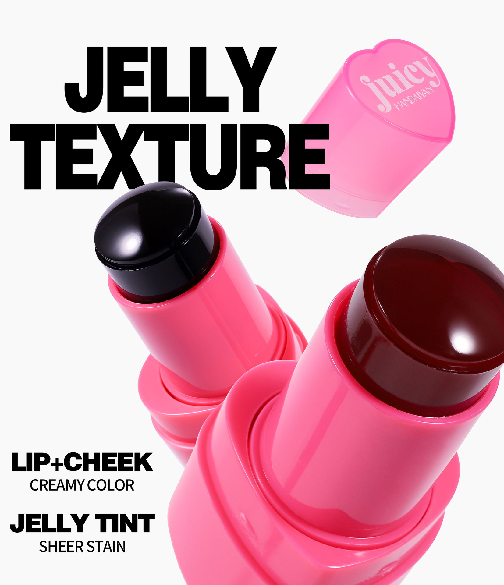 Cross-border Blush Stick: Moisturizing and long-lasting, jelly-like texture HANDAIYAN Matte 9-color heart-shaped Jelly Blush stick Specification drawing
