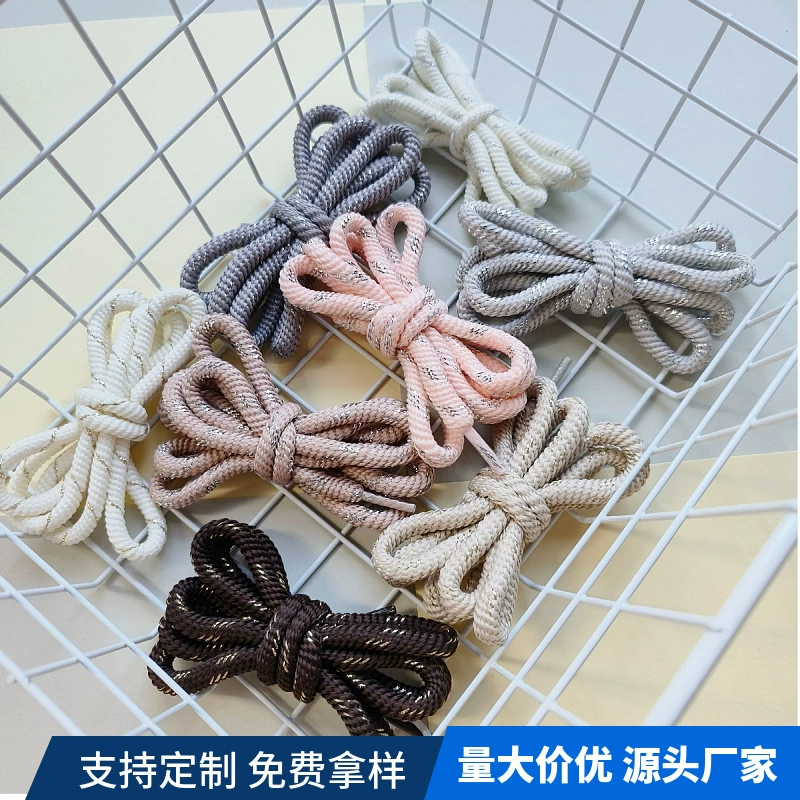 Плюс золото и серебро блестящие шнурки с резьбой шнурки и толстые круглые шнурки с резьбой.