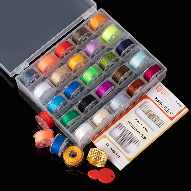 25-color thread coil + 12 hand sewing needles + needle threader + thimble