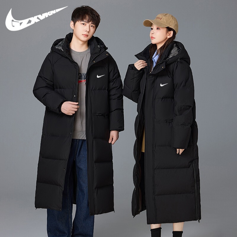Cross-border Men's 2024 Winter Long Knee-length Outdoor Sports Couple's Down Jacket Men's Thickened Warm Jacket Women's