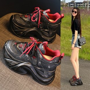 SJN0769-5 Small Thick-soled Height-increasing Color-polished Torre Shoes Women's Autumn 2024 Soft-soled Sports Casual Shoes