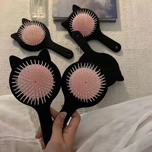 Comb for Girls Cute Cat Ear Air Cushion Comb Black Portable Meridian Air Capsule Comb Long Comb Massage Hair Comb