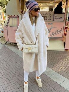 Amazon 2024 autumn and winter loose fur integrated imitation fur coat women's mid-grown windbreaker lamb fur