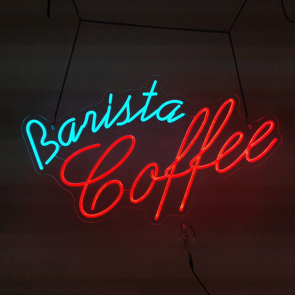 亚马逊coffee发光灯牌LED open sign亚克力背板咖啡店营业霓虹灯