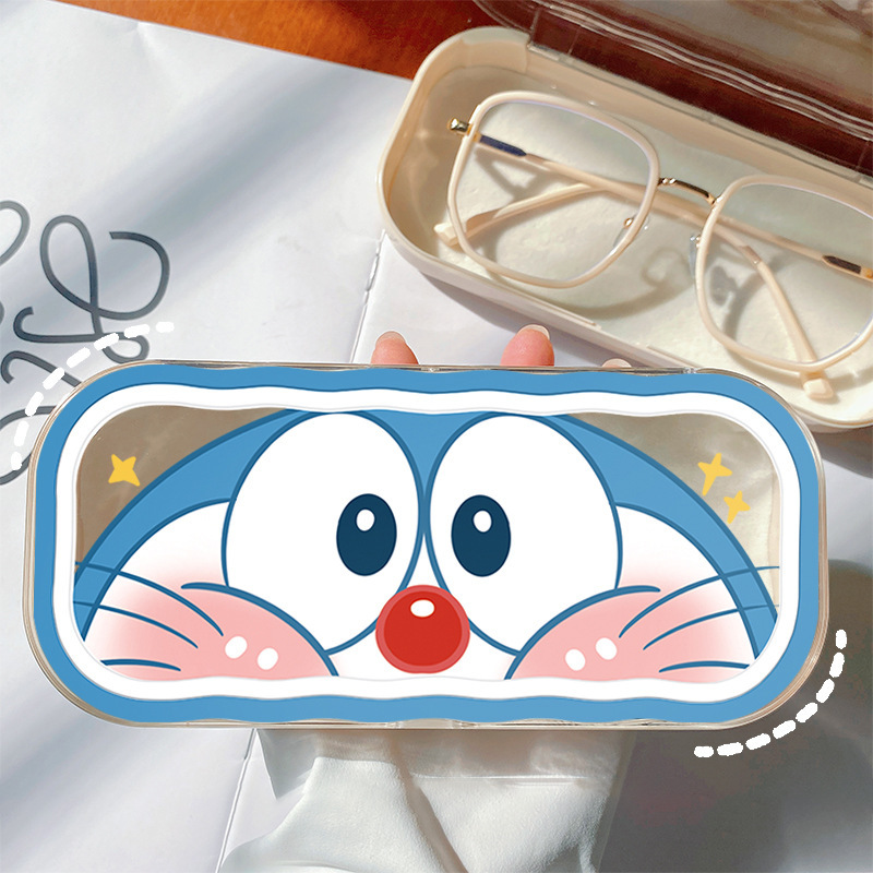 Estuche para gafas moderno con un toque de alta gama, diseño ondulado y bonito, estuche transparente portátil para gafas, estuche para gafas de miopía, estuche para gafas infantiles.