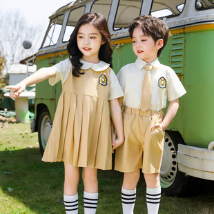 Kindergarten Uniforms British Style Primary School Uniforms Summer Uniforms for Senior Class Children Shirts Class Uniforms Graduation Photo Clothing Sets
