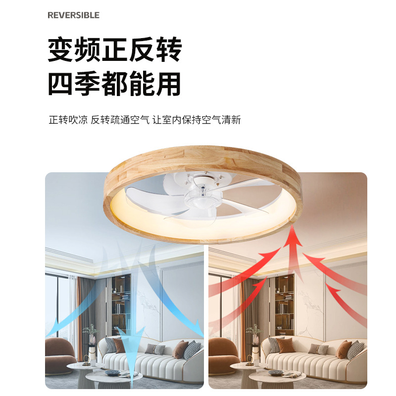 Ventilador de Techo con Luz de Madera y ABS, Control por App y Control Remoto, para Sala de Estar y Dormitorio