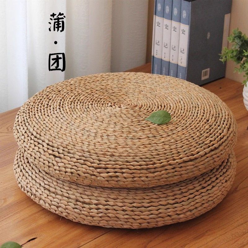 手工蒲草编制草编加厚圆形蒲团坐垫卧室坐垫飘窗田园草垫工厂跨境