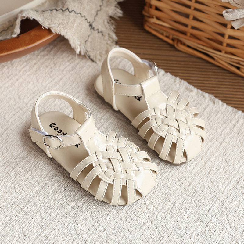Girls Summer New Style Sandals Closed Toe Roman Breathable Non Slip Beach Shoes For Little Kids_voghion.com