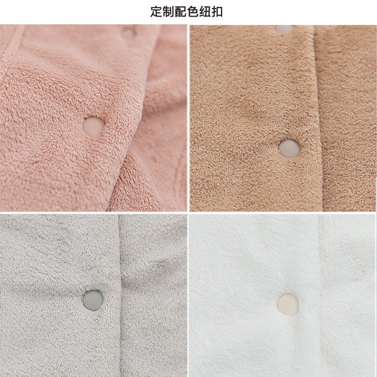 MUJI 일본식 따뜻한 벨벳 마이크로 화이버 파자마 여성용 겨울 긴 카디건 홈 옷 외부 잠옷