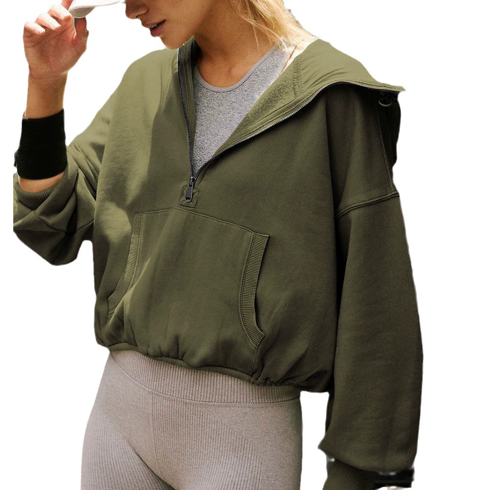 Hoody, sports long-sleeve with zipper, jacket, Amazon, European style, drawstring