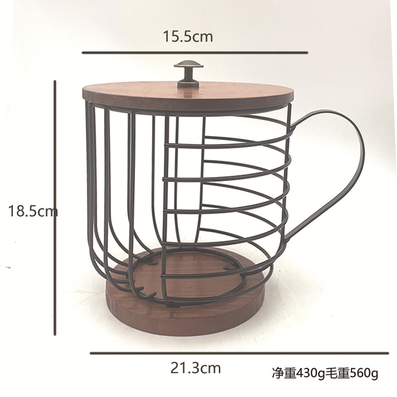 Soporte metálico para cápsulas de café con forma de taza, elegante organizador para cocina o sala.