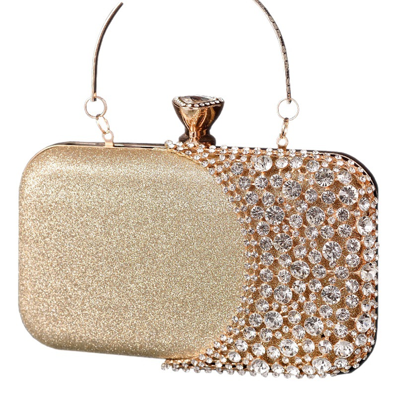 Venta caliente bolso de noche incrustado en diamantes negro elegante vestido bolsa boda mamá embrague cheongsam bolso de noche transfronterizo bolso de las mujeres