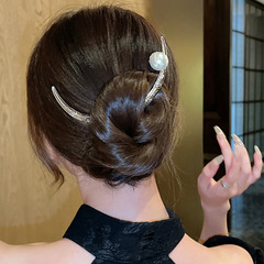 New Chinese Style Upper Moon Half-Moon Hairpin with Chinese Style, Women's 2022 New Arrival High-End Feel, Rear Head Disc Hair Accessory