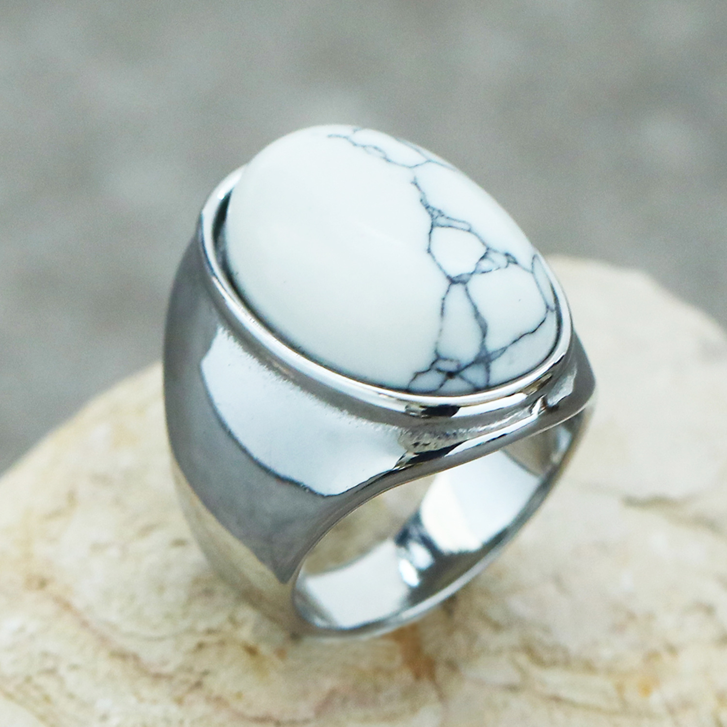 23g Weight Natural Stone Inlay Material Rings Classification 1 Piece Quantity Holiday, Street Occasion Titanium Steel Material Round Pattern Men's Gender Inlay Design Hip-Hop Style Hip-Hop Round Titanium Steel Inlay Natural Stone Men's Rings 12