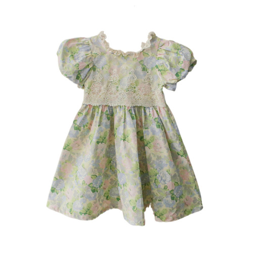 Little Girl Dress 2024 Summer Strawberry Patch Korean Children's Fashion Girl Fresh Style Flower Dress