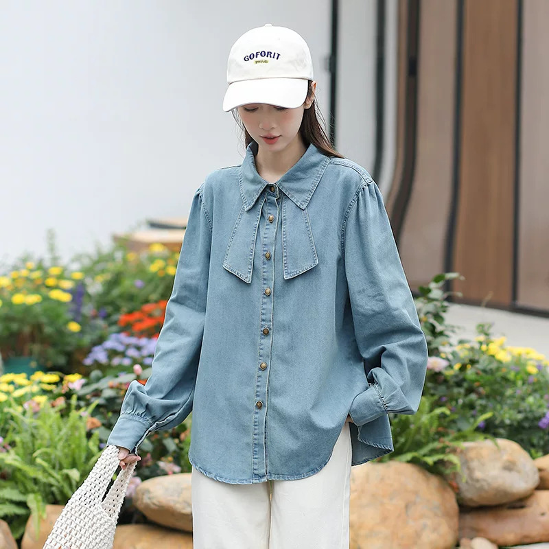 哥家商场同款女装2025秋季新款韩版设计感别致宽松百搭长袖上衣|undefined