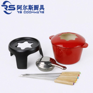 Alce cast iron enamel chocolate cheese hot pot suit melting cheese enamel cheese mini alcohol bracket