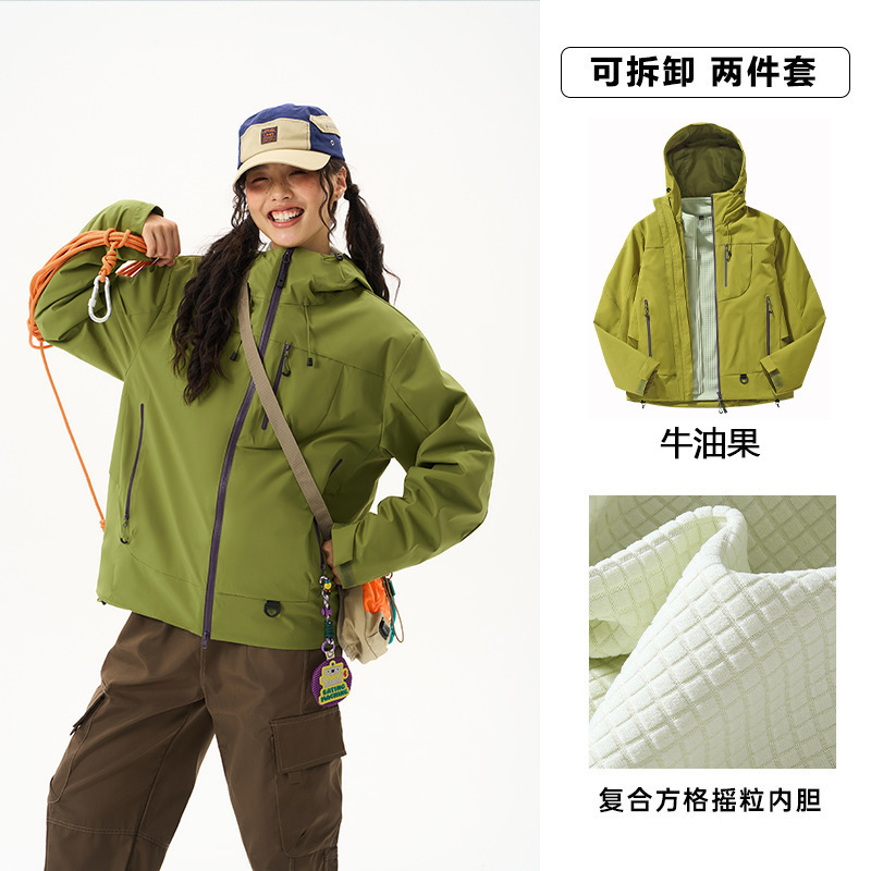 机能户外冲锋衣女秋冬季硬壳防风防水外套男空山雨潮流连帽登山服|undefined