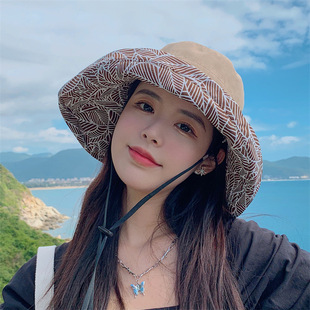 Travel Wear Hat Spring and Summer Spice Girls Double-sided Fisherman Hat Women's Korean-style Breathable Sun Hat with Large Brim Face Covering Sunscreen Hat