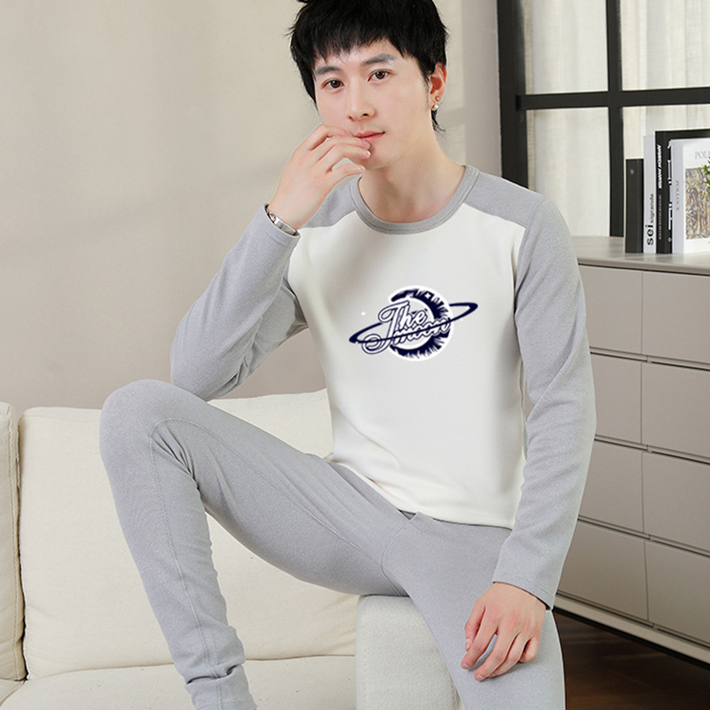 Men's Thermal Underwear Set Warm Sun Velvet 5A Grade Antibacterial German Velvet Autumn Clothes Autumn Pants Cotton Sweater Anti-Static Thin Style
