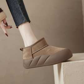 雪地靴女短筒加绒加厚防水防滑保暖棉鞋2025冬季新款一脚蹬雪地鞋