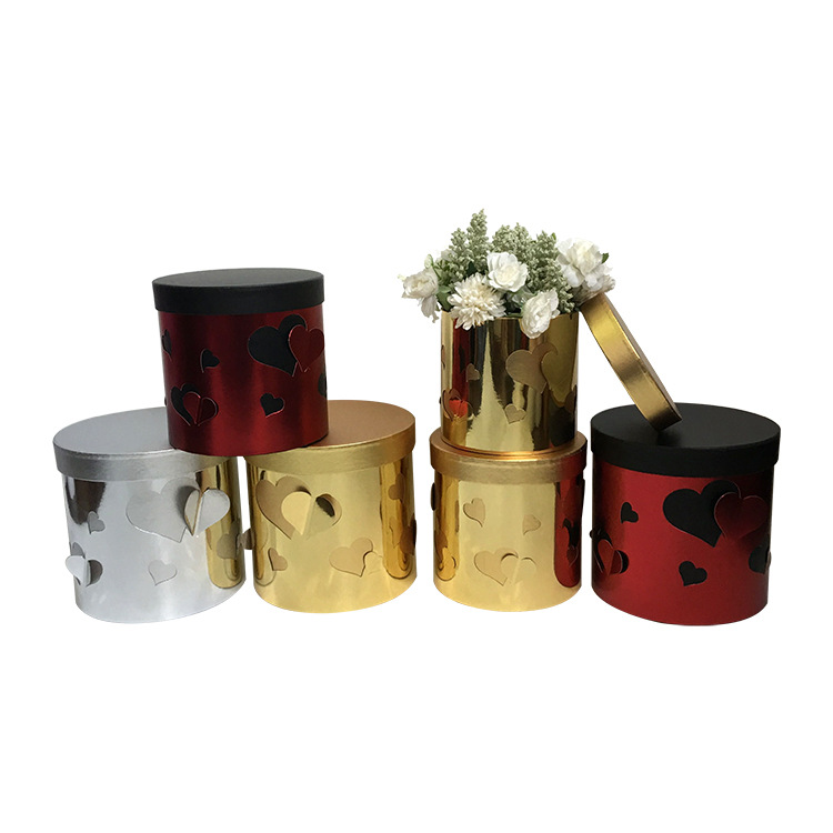 现货 情人节 3D心立体 鲜花礼品盒三件套 圆桶花盒  鲜花抱抱桶