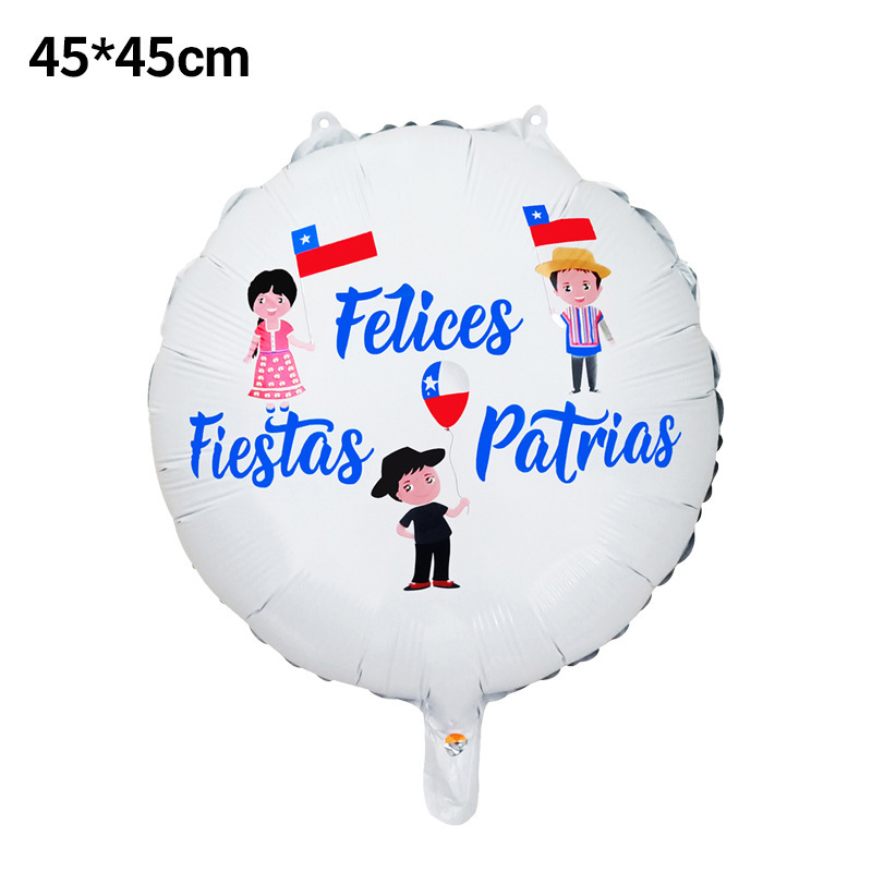 Globo de aluminio redondo de 18 pulgadas con bandera de Chile, para Día Nacional