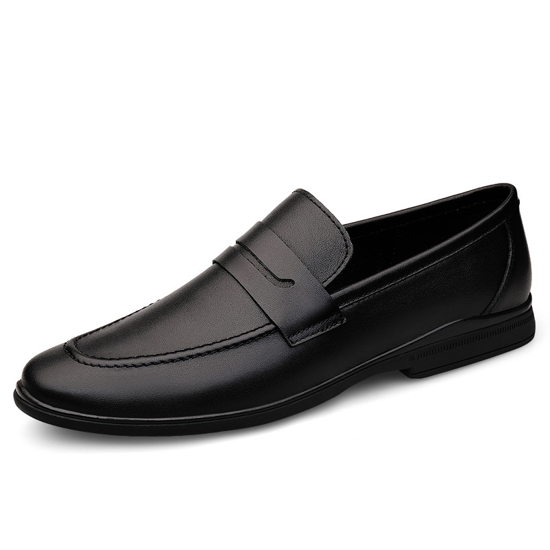 Suit British Leather Shoes Gentleman Casual Cowhide Top Layer Large Size Men's Breathable Business Dress Leather Shoes Bridegroom's Wedding Shoes
