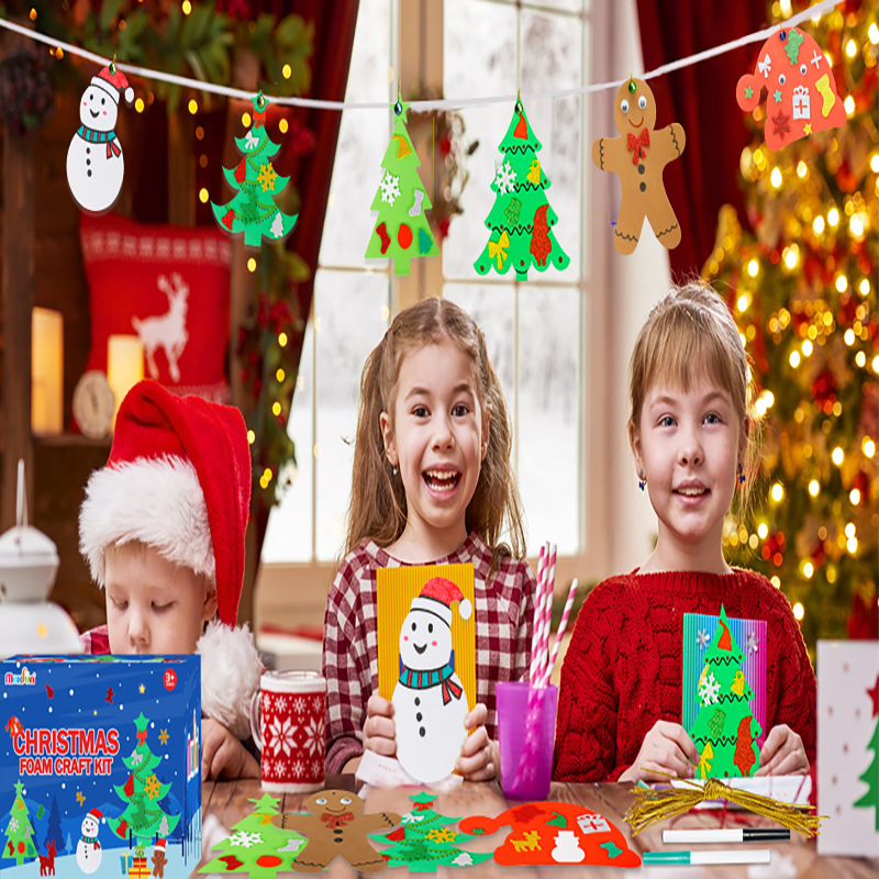 クリスマスクリスマスツリーバブル形状ステッカーセット工芸セットクリスマスツリー帽子雪だるま子供クリスマスステッカー|undefined
