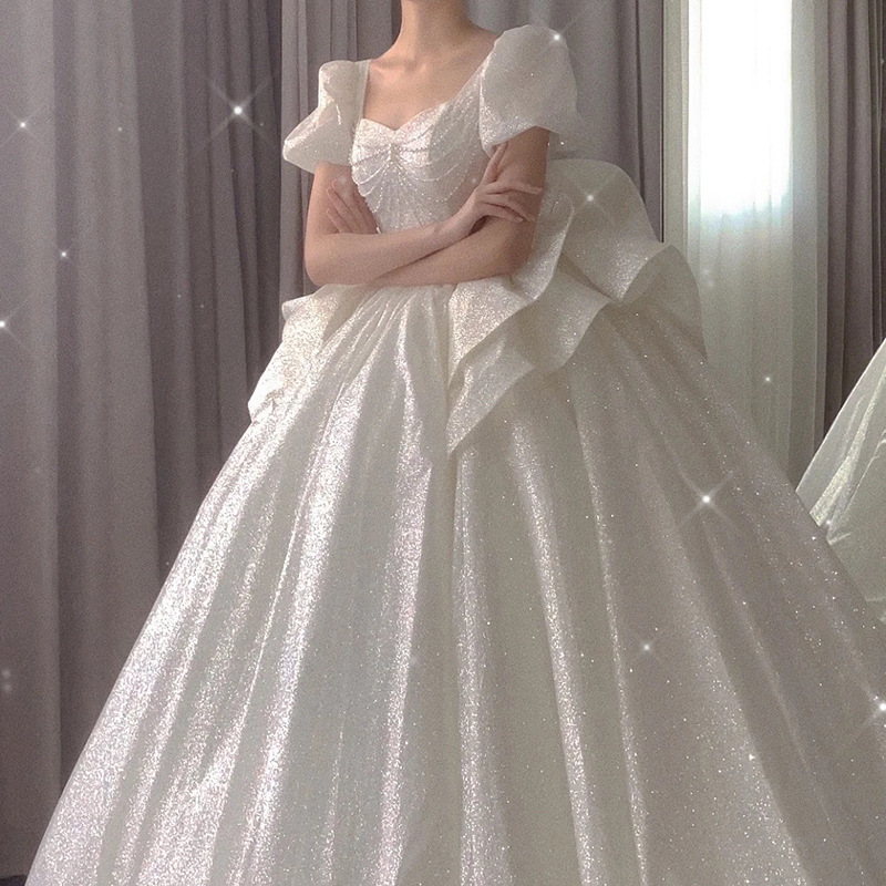 Vestido de Novia Principal 2025, Nuevo Estilo, Textura de Alta Gama, Verano, Estilo Francés Retro, Talla Grande, con Cola Ligera, Elaboración Artesanal D93 image 3