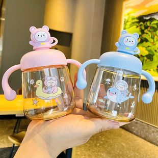 25 Years New Kidsren's Milk Cup Drinking Bottle with Scale Direct Drinking Straw Cup Baby Anti-Fall High-Value Cartoon