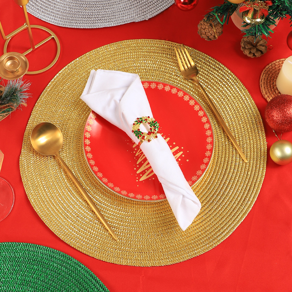 Navidad elementos de color mesa aislamiento de tazas almohadilla de mesa aislamiento de tazas almohadilla de tazas de Navidad redonda