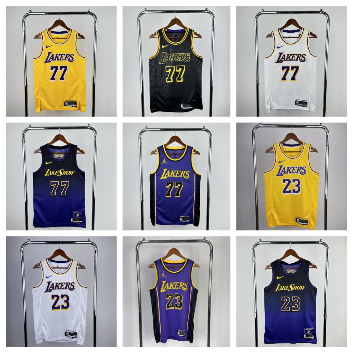 Nba Jersey Basketball Uniform Lakers No. 77 Doncic No. 23 James 3 Davis City Version Retro White and Yellow