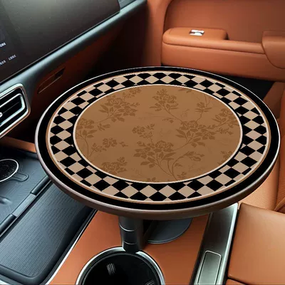 Table Leather Mat Round, Anti-slip mat - chessboard-reflecting-flowers-3232cm