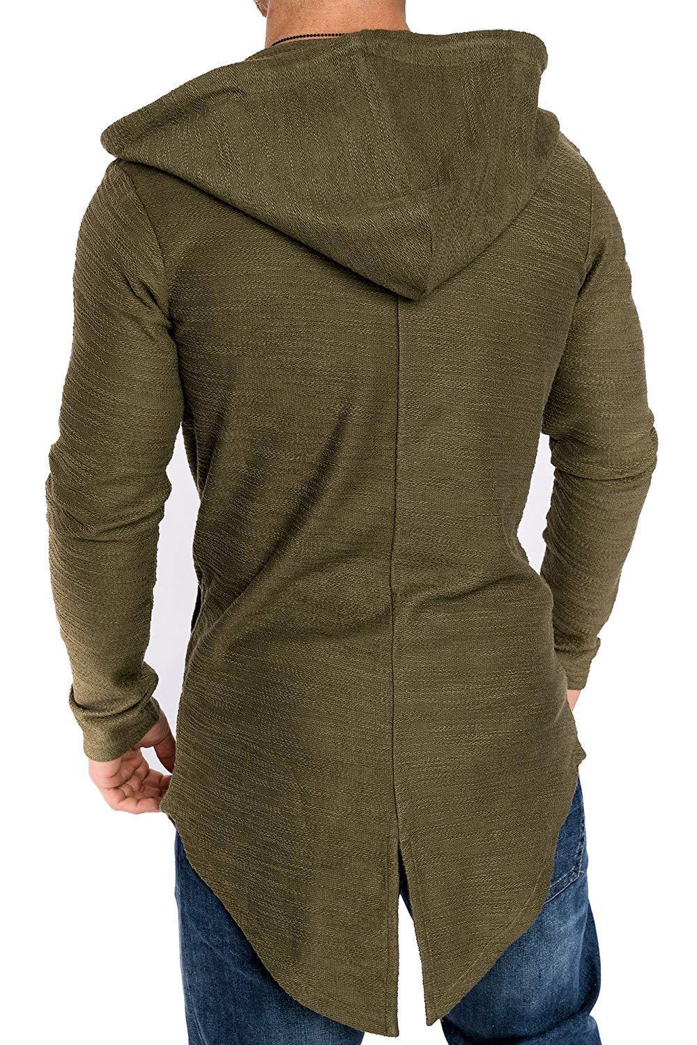 Cardigan con cappuccio da uomo giacca con zip stile moderno_voghion.com