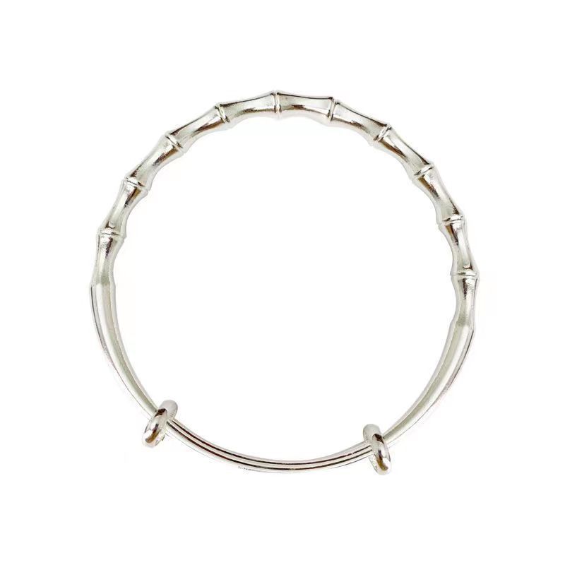 Pulsera de pulsera de bambú ajustable simple durante mucho tiempo no se desvanece pulsera temperamento imitación s999 plata esterlina pulsera sólida para las mujeres