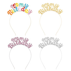 New Birthday Crown IT'S MY BIRTHDAY Girl Headband Hair Band Colorful Headband Party Headwear Wholesale