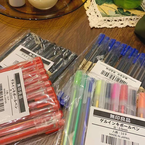 MUJI 10-Pack Transparent Sandpaper Office Watercolor Pens Neutral Pens 0.5mm Office and Student Neutral Pens